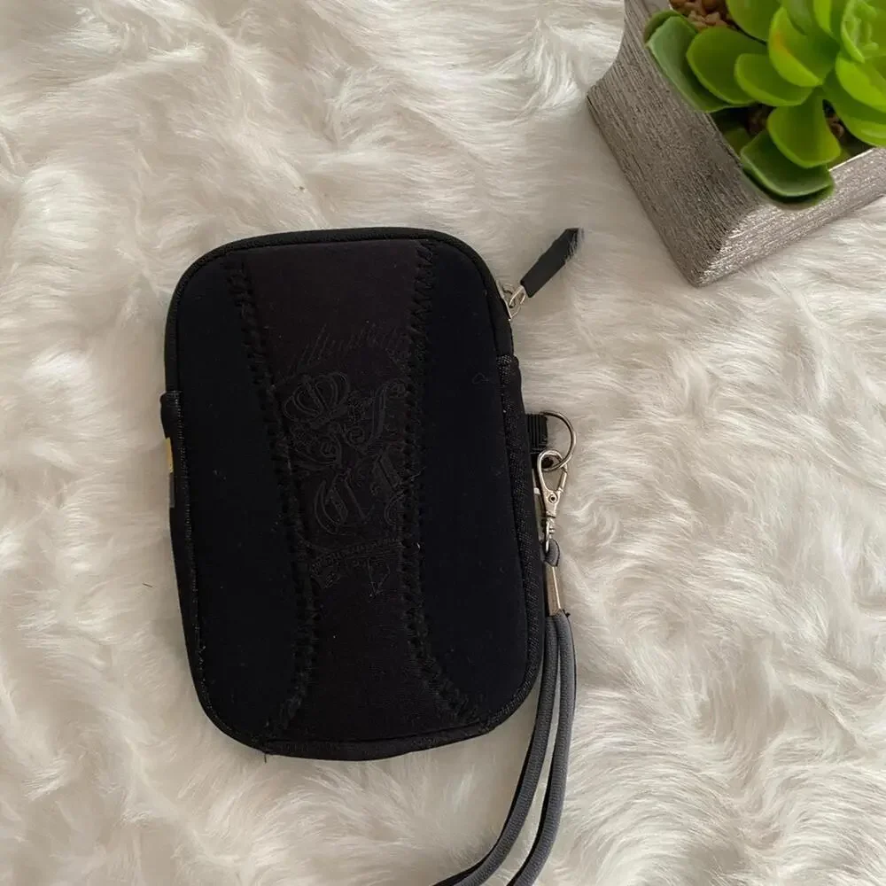 Black Wristlet Clutch Bag with Zipper Closure